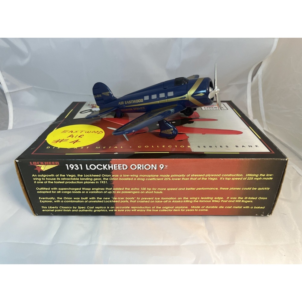 Liberty Classics 1931 LOCKHEED ORION #9 Die Cast Metal‎ Bank in BOX Unused